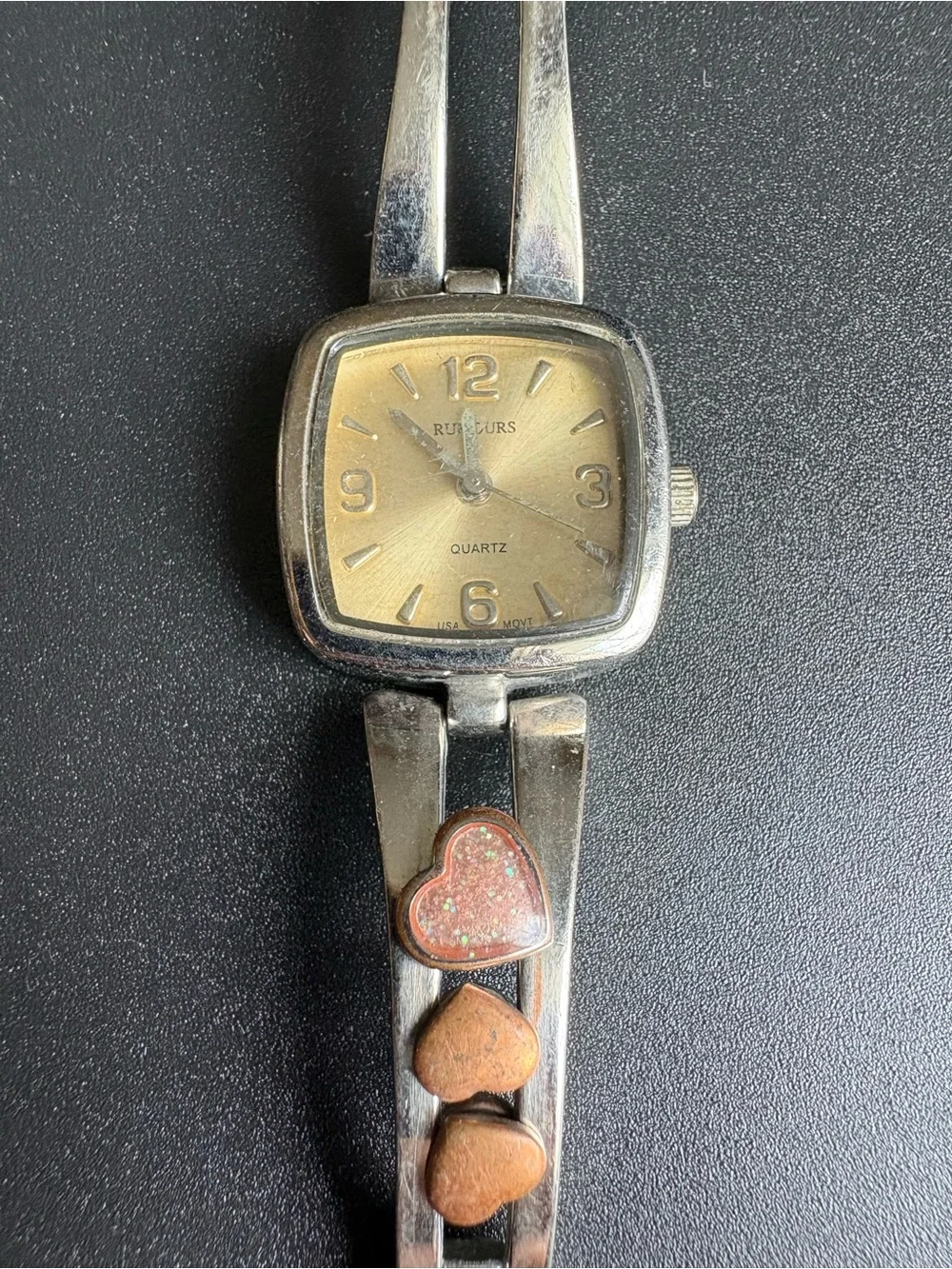 Silver Tone Women's Bracelet Watch with Heart Accents - Silver